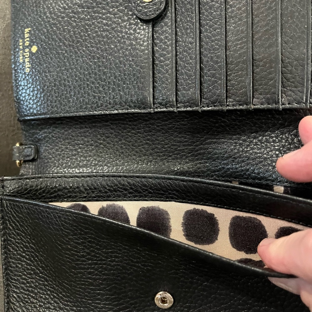Kate Spade Black Leather Clutch with Gold Accents - Picture 6 of 7